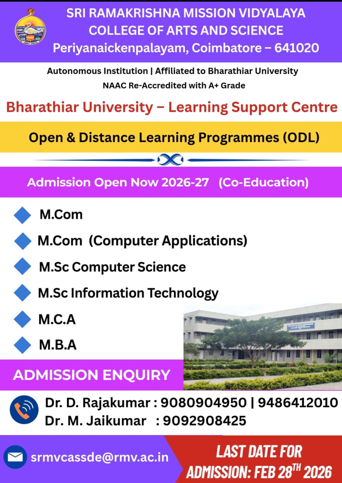 Bharathiar University - Learning Support Center Open and Distance Learning Programmes (ODL)
